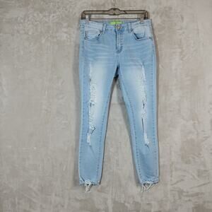 GoGo Jeans # 5923 Womens Size 9 Distressed Skinny Jeans High Stretch Light Blue